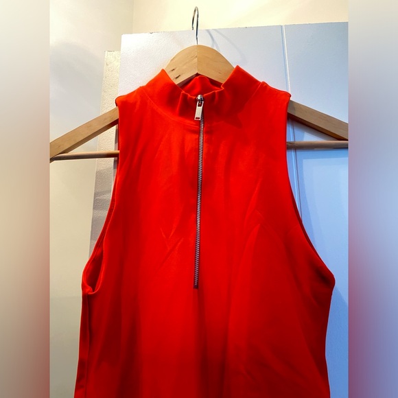 Red Zara bodysuit. Size medium, zip down mock-neckline. - Picture 7 of 7